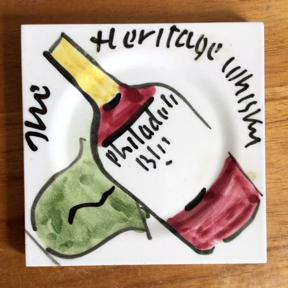 Vintage Philadelphia Blended Whiskey Ceramic Coaster Pair